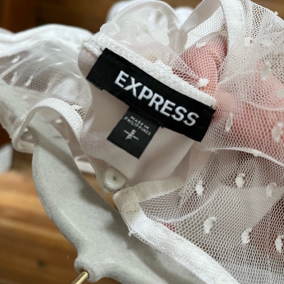 Express White Ruffle Top - Picture 3 of 3